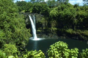 Hilo-Hawaii-waterfalls | Abroad101 Blog Rainbow Falls in Hilo, Hawaii, surrounded by lush green foliage, as seen during Theresa Corelli's Semester at Sea adventure.