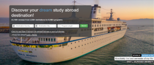 2 Screenshot 2024-09-10 142721 | Abroad101 Blog StudyAbroad101 homepage with a search bar overlay, featuring a cruise ship and the tagline'Discover your dream study abroad destination!' promoting global study programs.