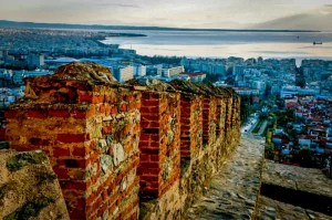 Program_1586_Photo__b325 4 | Abroad101 Blog Byzantine brick ramparts overlooking Thessaloniki and the Thermaic Gulf at dusk.
