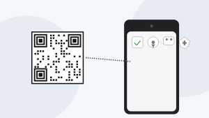 studyabroad_qr_experience | Abroad101 Blog Illustration of a smartphone scanning a custom QR code for study abroad—linking to pre-departure checklists, campus maps, orientation groups, and emergency contacts.